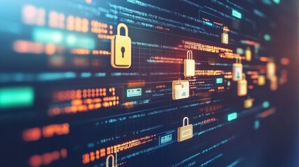 Leinwandbilder - Data Flow and Security Tools in a Minimalist Style