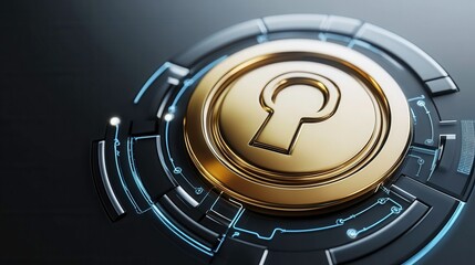 Poster - Digital Interface Concept with Security Key on Light Background
