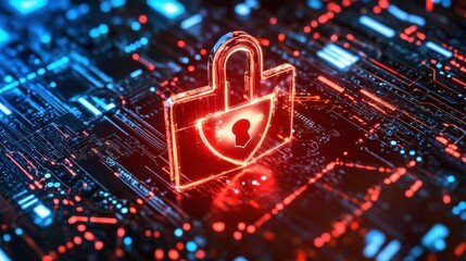 Poster - Modern Digital Interface with Lock and Secure Data Theme