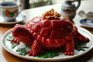 Wall Mural - Ang ku a cake shaped like a red tortoise