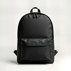 Black school backpack mockup isolated on white background. Modern, practical design. Blank template for branding. Versatile accessory for students, travelers. Stylish, functional bag. Suitable for