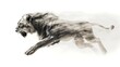 © Angelo - A fierce lion leaps forward, symbolizing strength and agility against a wispy, dramatic backdrop.