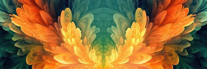 Aufkleber - Vibrant abstract fractal patterns with ample copy space for text. Generative AI