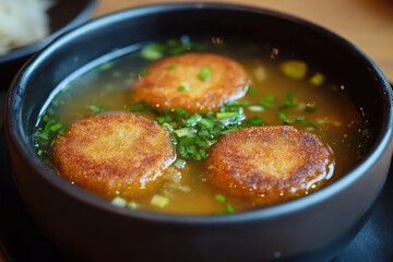 Canvas Print - Eomukguk a Korean soup featuring various fish cakes is also known as Odeng