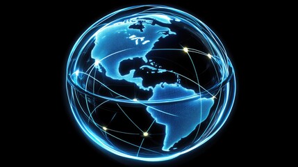 Poster - Digital Globe with Global Connectivity and Network Representation