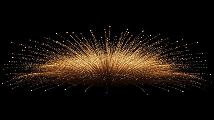 Poster - Sparkling Gold Firework Effect with Radiating Light on Black Background