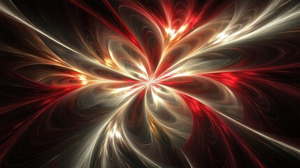 Poster - Abstract Red and Gold Swirling Patterns on Dark Background