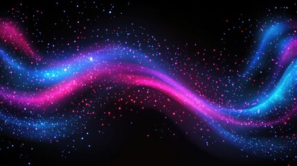 Poster - Vibrant Swirls of Colorful Light Particles on Black Background