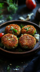 Wall Mural - Rustic Golden Broccoli and Cheese Patties