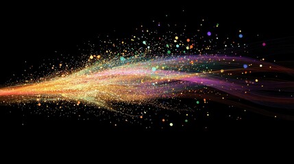 Poster - Vibrant Abstract Flow of Colorful Particles and Light Effects