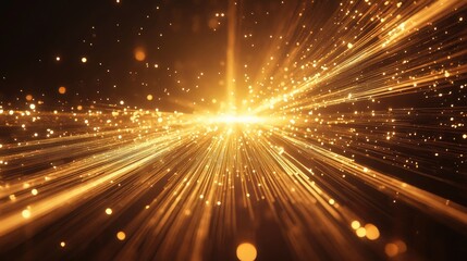 Poster - Bright golden lights with motion blur shining in dark background