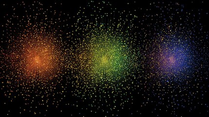 Poster - Colorful Explosion of Light Particles in Dark Background Display