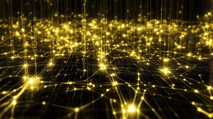 Poster - Golden Sparkling Abstract Background with Glowing Light Effects