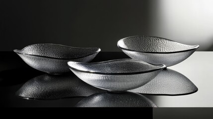 Poster - Elegant Glass Bowls with Textured Surface and Reflective Finish