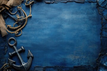Aufkleber - Nautical anchors and map background with space for text and creative designs in a coastal theme. Generative AI