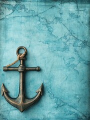 Aufkleber - Nautical anchor resting on a vintage map with ample space for personalized text or messaging. Generative AI
