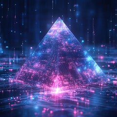 Poster - Digital pyramid structure futuristic environment 3d rendering high-tech concept vibrant colors
