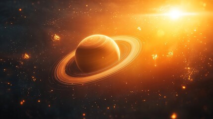 Wall Mural - Stunning cosmic event saturn in space digital art vibrant galaxy sci-fi environment astronomical viewpoint