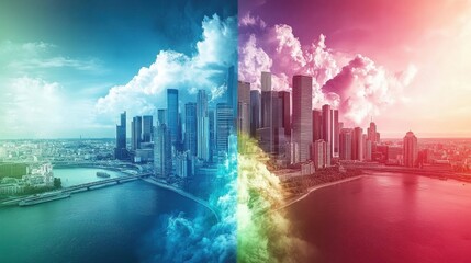 Poster - Urban Change with Warm Light and High Contrast Infographics