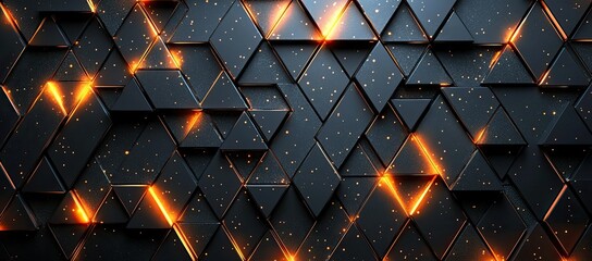 Poster - Abstract geometric pattern with glowing elements and dark tones.