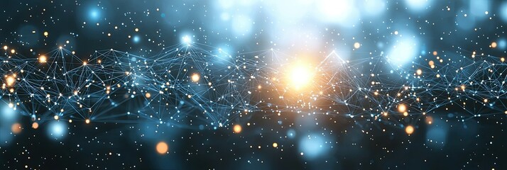 Poster - Abstract representation of interconnected data points and light, symbolizing technology and science.