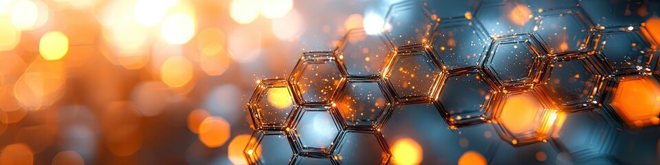Poster - Abstract representation of molecular structures with a vibrant, blurred background.
