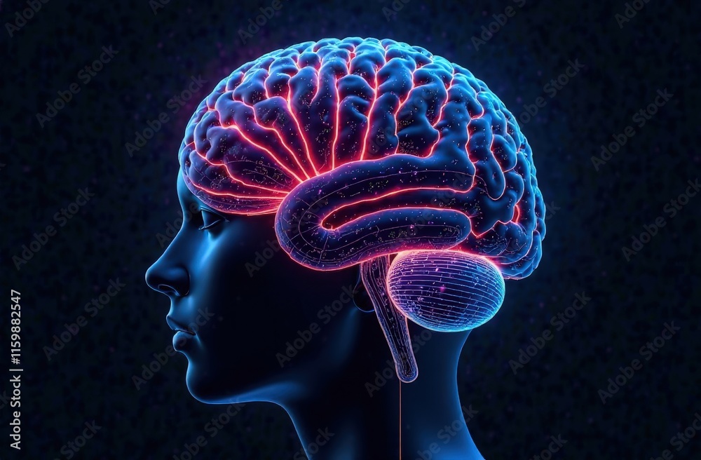 Artificial intelligence brain, futuristic machine brain interface ...