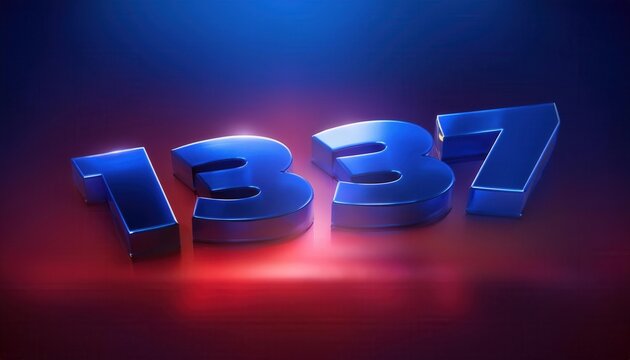 3D Metallic Text Rendering of the Number 1337