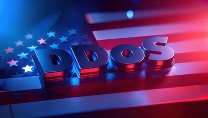 Poster - DDoS Cyber Attack Concept with American Flag Background