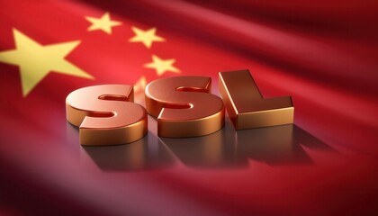 Poster - Secure Sockets Layer (SSL) Symbol on Chinese Flag Background