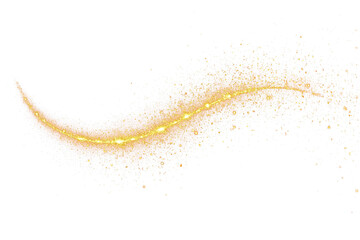 Wall Mural - Gold glitter curve sparkly shiny texture shimmering path of golden Light png clipart transparent