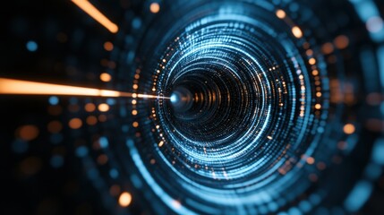Aufkleber - Dynamic Abstract Visualization of a Spiral Tunnel with Bright Lines and Glowing Particles, Representing High-Tech Concepts and Infinity