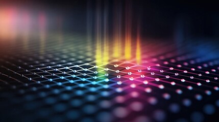 Fototapete - Abstract digital background featuring vibrant glowing dots and lines creating a mesmerizing pattern, ideal for technology themes and modern designs