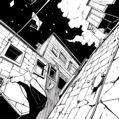 Poster - Clean White Building Illustration with Artistic Style in Perspective