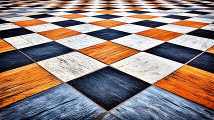 Poster - Clean Architectural Detail of Stylish Checkerboard Flooring Design