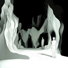 Poster - Clean Architectural Perspective in White Style with Abstract Forms