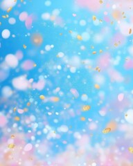 Wall Mural - Pastel Sky with Falling Gold Confetti: A Dreamy Background Image