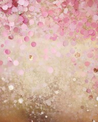 Wall Mural - Pink and Gold Glitter Confetti Background Texture: A Sparkling Festive Design