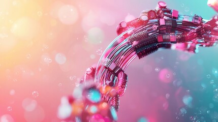 Poster - An abstract representation of flowing digital elements with vibrant colors, showcasing a futuristic and technological theme.