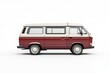 © idharmaian - Maroon and beige vintage camper van, side profile, isolated on white background.