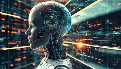 Poster - Futuristic technology event showcasing abstract business concepts digital workspace cyber environment dynamic perspective