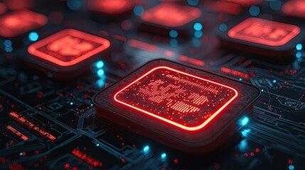 Poster - A close-up of illuminated circuit board components, showcasing technology and innovation.