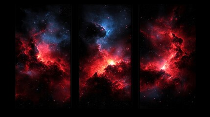 Wall Mural - Exploration of cosmic nebulae outer space digital art astronomical environment wide-angle view celestial phenomena