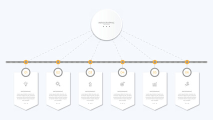 Vector infographic label design with circle infographic template design and 4-5-6 options or steps. Can be used for process diagram, presentations, workflow layout, banner, flow chart, info graph