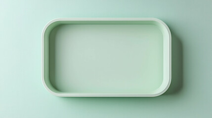 Poster - Soft Pastel Green 3D Rectangular Panel Suspended Against a Light Background