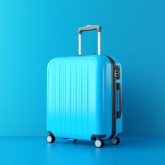 Poster - luggage on a blue background,vacation travel by plane,flying abroad,3d rendering
