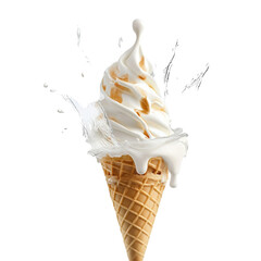 Aufkleber - Delicious ice cream cone splashing isolated transparent background