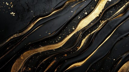 Poster - Abstract Black and Gold Swirls