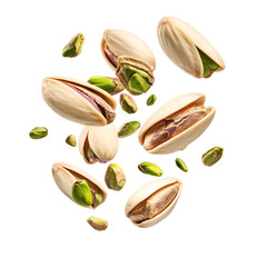 Poster - Flying delicious pistachios isolated transparent background