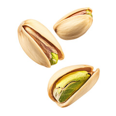 Poster - Flying delicious pistachios isolated transparent background